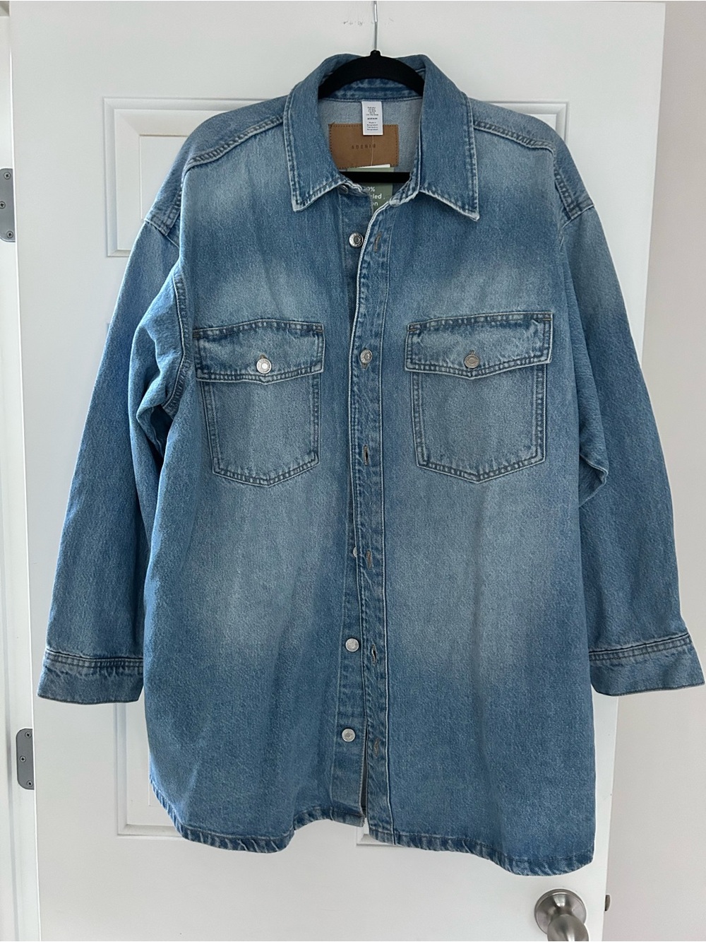H&M Light Blue Denim Button-Down Shirt Jacket